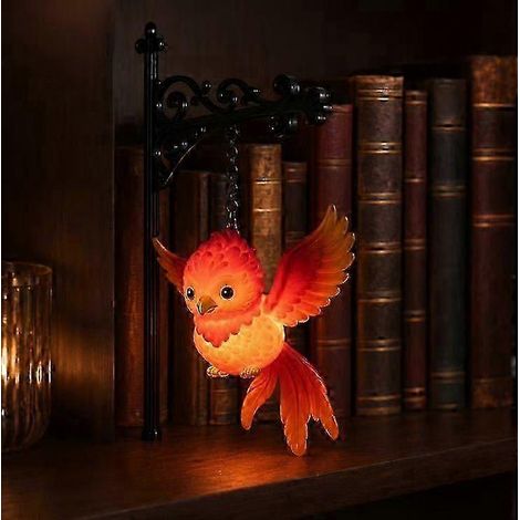 Hängende Eulen-Regallampe, bezaubernde Leseecke, gemütliche Schreibtischdekoration & kreatives Geschenk für Bücherliebhaber, sanft leuchtende rote Eulenlaterne (1/4)