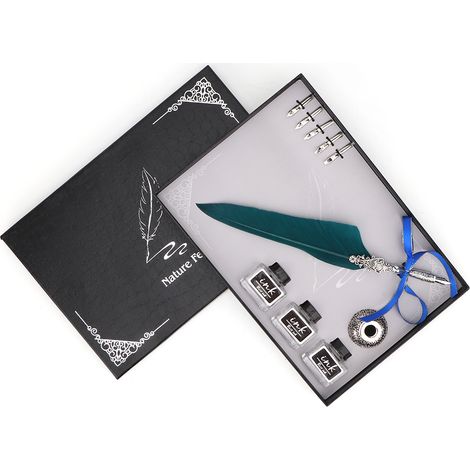 Lot de 8 plumes calligraphie rétro vert, stylo trempé encre pour cadeau (1/5)