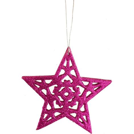 Lila Glitzerstern-Anhänger, 10 cm (1/3)