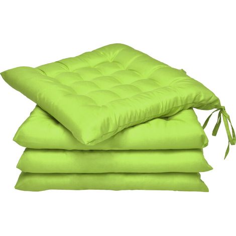 Lot de 4 galettes de chaise 40x40x5 cm – Housse 100% polyester – Garnissage fibre polyester – Lavable à la main 30°C (1/5)