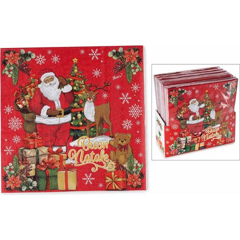 Tovaglioli di carta con stampa natalizia, set da 18 pezzi, Aperto: cm 33 x 33 H