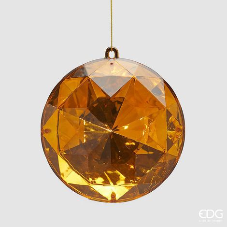 EDG Enzo De Gasperi Decoro Diamante Rotondo di Natale da Appendere D 12,5 Cm L 6,5 Cm Pp Gold