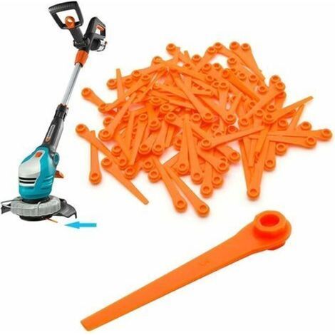 Lot de 100 Lames de Rechange en Plastique pour Tondeuse à Gazon – 70 mm – Compatible Modèles Gardena 9820 9821 9823 9825 (1/4)