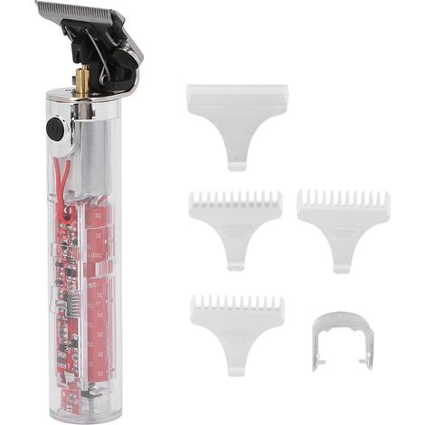 Tondeuse à cheveux électrique transparente et élégante avec câble USB et brosse de nettoyage pour hommes et enfants (1/5)