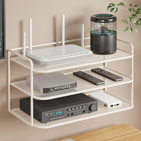Support de rangement mural pour routeur à trois couches, étagère pour décodeur, 30 cm en option, conception stable, blanc (1/4)