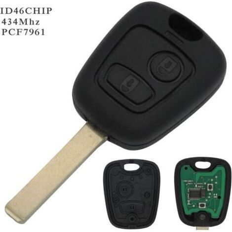 Chiave completa con elettronica programmabile per Peugeot 107, 207, 307, 407, 106, 206, 306, 406 telecomando per Citroen C1, C2, C3, C4, C5, C6, C8, Xsara, Saxo, Berlingo @Pro-Plip (1/5)
