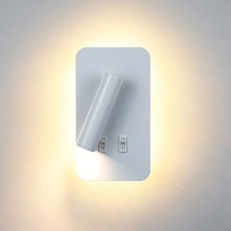 Applique murale LED de vacances, lampe de lecture murale de chevet, applique murale LED (rectangulaire blanche) (1/5)