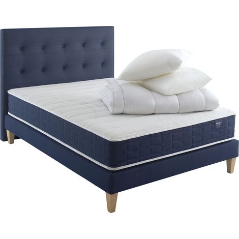 Ensemble matelas ressorts, sommier, pieds, tête de lit, couette et oreiller Rêve 400 - SOMEO 140x190 (1/5)