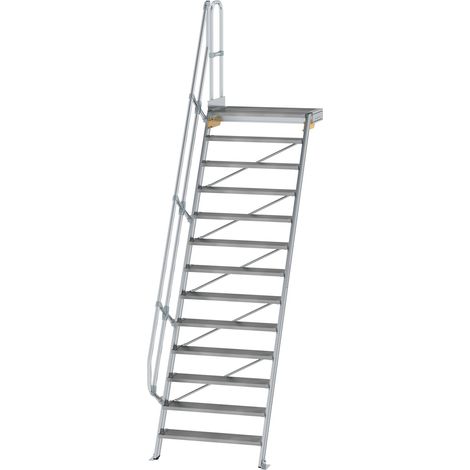 MUNK Treppe mit Plattform 60° inkl. einen Handlauf, 1000mm Stufenbreite, 13 Stufen