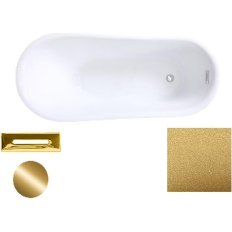 Baignoire îlot dorée glam avec bonde dorée CALIMA 170x74 (1/2)