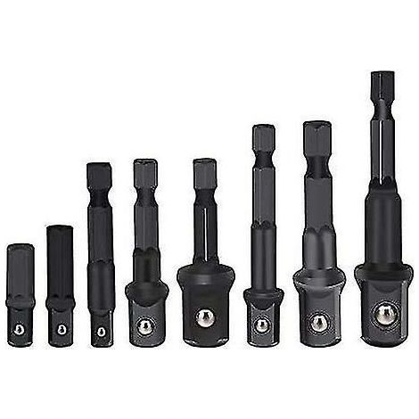 CREA 8 Piece Drill Socket Adapter Set, Hex Shank Impact Driver Socket Adapter, Socket To Bit Adapter 1/4" 3/8" 1/2" Impact Driver Adapter