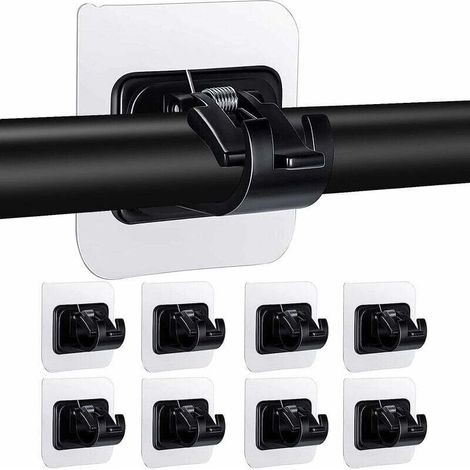 Lot de 8 supports de tringle à rideau tige de rideau sans forage support de barre de rideau auto-adhésif support de tige de rideau transparent support de rideau (1/5)