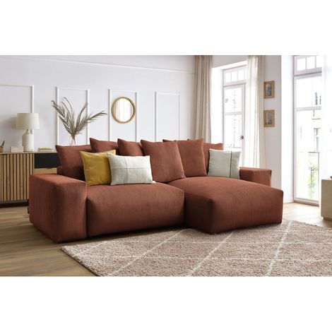 BOBOCHIC - Canapé d'angle réversible convertible coffre VOLTAIRE Réversible Orange (1/5)
