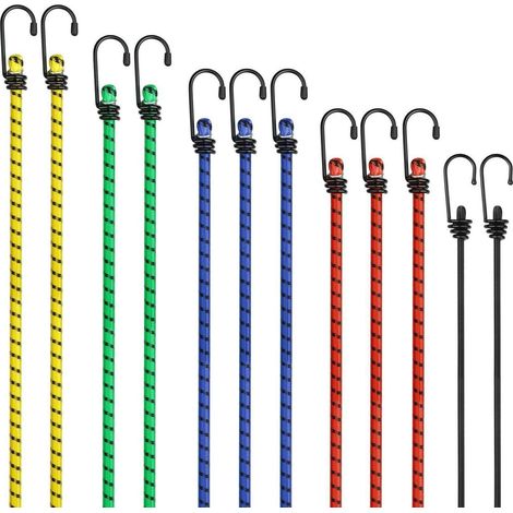 Spanngummi Set mit Haken, 12er Pack, 5 Längen, extra stark, für Auto, Motorrad, Camping