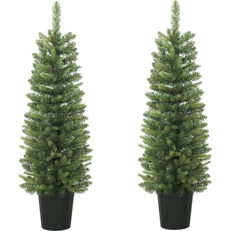 HOMCOM juego de 2 árboles de navidad artificiales 120 cm, con 170 ramas y base tipo maceta de vivero, montaje rápido, para salón, interior, verde (1/5)