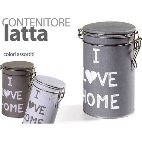 Kaela - Contenitore In Latta Ermetica Cucina Tonda Colori Ass I Love Home 11x20cm 710537 - (1/3)