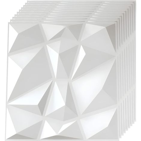 Lot de 12 Panneaux Muraux Texturés 3D,Dalles Murales Décoratives Salon,pour décoration murale intérieure en blanc, décoration murale en PVC (1/5)