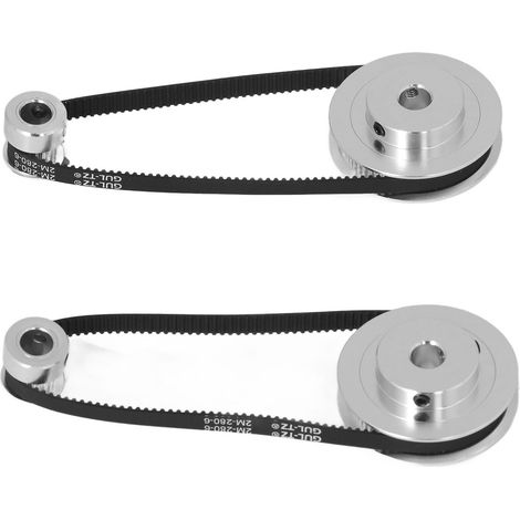 Poulie de distribution 20 dents / 60 dents, roue synchrone en aluminium, courroie de distribution de 280 mm de longueur et 6 mm de largeur pour imprimante 3D, alésage de 8 mm / 0,3 pouce (1/5)