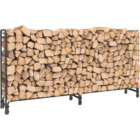 Unho – Range bûches extérieur métal 233cm – Ultra large pour stockage bois – Capacité 294kg – Dimensions 233x118x35cm – Fer forgé durable