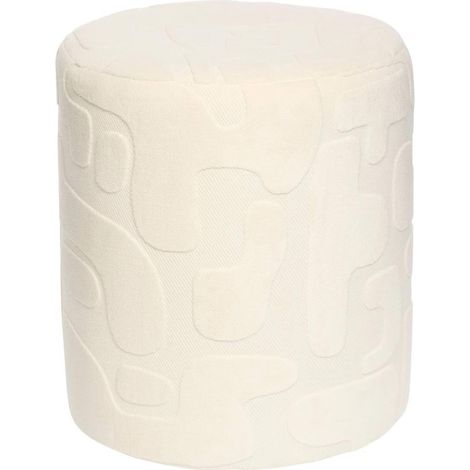 Pouf Rond Décorateur "Delor" 40cm Blanc (1/2)