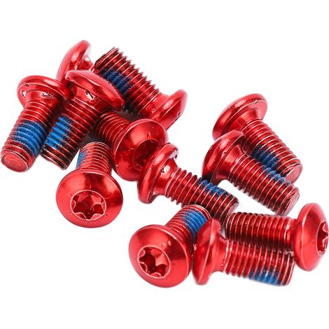12 vis de rotor de frein à disque VTT acier allié T25 M5x10mm rouges (1/5)