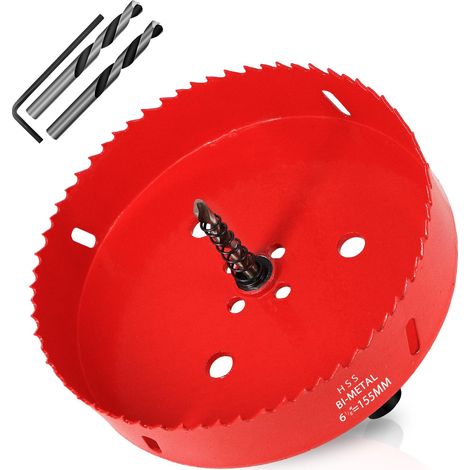 Scie Cloche Bi-métal 155 mm, M42 HSS Bimétallique Scie Trèpan, avec Adaptateur de Tige Triangulaire et Foret de Centrage, pour le Bois, Métal Mou, Plastique, Verre, Carrelage, Céramique (1/5)