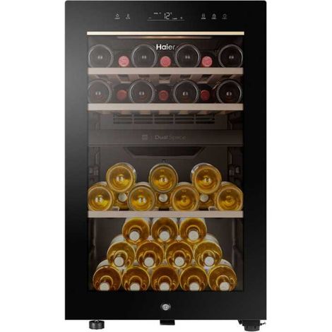 Haier – Cave à vin de service 42 bouteilles – 5 clayettes en bois – Système anti-vibration – Température 5-20 °C – Classe énergétique G (1/5)