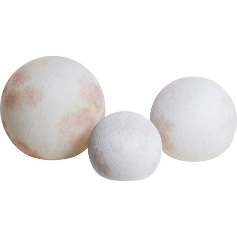 Conjunto de 3 lámparas esféricas LED exterior de material sintético con protección IP67 resistentes al agua con mando a distancia blanco crema Lunice (1/5)