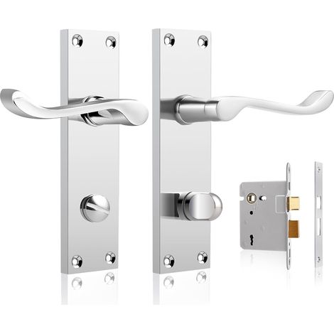 Probrico Maniglie per porte Serratura interna Argento 6 paia (1/4)