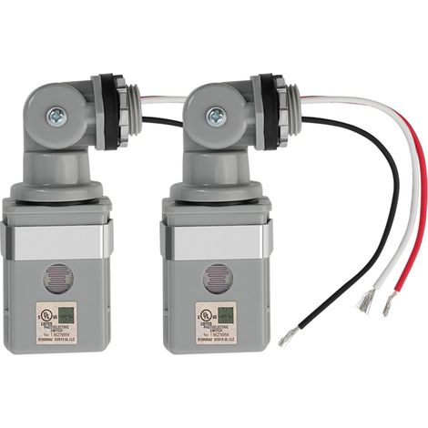 2 Pack Photocell for Outdoor Lighting,  Sunset to Dawn Sensor,  Photoelectric Switch for Porch Yard LED Flood Lights,  120VAC 50/60Hz Photocell Sensor,  IP54 Waterproof (1/5)