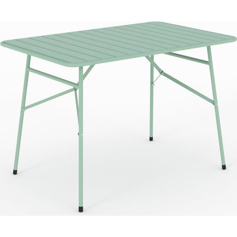 Mesa de jardín de metal verde claro plegable para 4 personas - Yumi