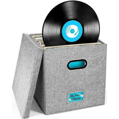 Vinyl Record boîte de avec couvercle et poignées LP Record organiseur Stylish maison décor Protective album support (1/5)