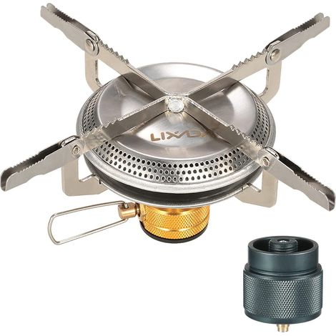 Réchaud à gaz de camping - Ultra portable - 3500 W - Pliable - Avec adaptateur à gaz - Pour camping, randonnée, barbecue, pique-nique (1/5)
