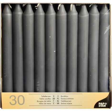 30 CM-DIAMÈTRE 2,15 TAFELKERZEN 84816 19,6 CM (GRIS) PAPSTAR
