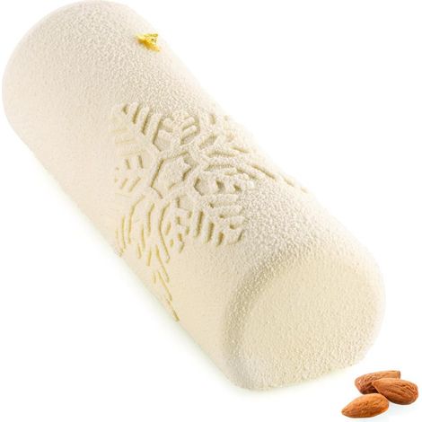 Silikomart 20.482.13.0065 Stampo in Silicone Snowfall bûche per realizzare tronchetti a tema invernale - 81x250 h 58 mm