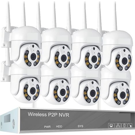 Système de caméra de sécurité à domicile H.265 3MP HD système de vidéosurveillance sans fil Audio bidirectionnel étanche PTZ WIFI IP caméra de sécurité 8CH P2P NVR Kit de Surveillance vidéo ( Size : N (1/5)