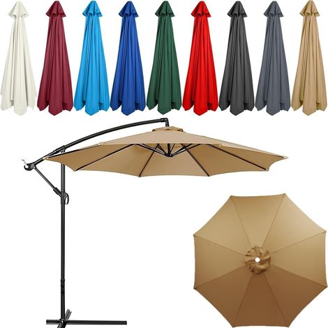 Toldo de repuesto universal para sombrilla de patio de 10 pies y 8 varillas, fundas portátiles para sombrillas, cubierta superior (rojo, 6.5 pies 6 varillas) (caqui, 6.5 pies 8 varillas) (1/5)
