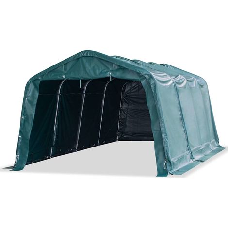 vidaXL Carpa para ganado desmontable PVC verde oscuro 550g/m² 3,3x6,4m (1/2)