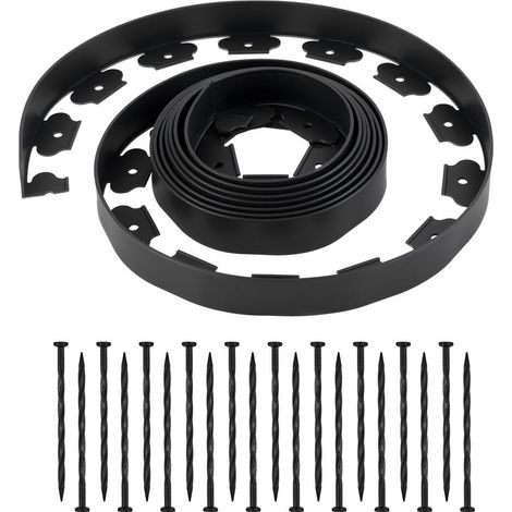 Délimitation Propre du Jardin Bordure Paysagère Flexible Noire 6 m Pose Facile Sans Creuser avec 120 Piquets (1/5)