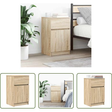Holz Nachttisch - Nachttisch Sonoma-Eiche 39x35x65 cm Holzwerkstoff (1/5)