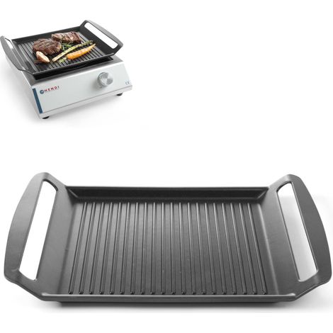 Bandeja de parrilla ranurada para cocinas de inducción, TEFLON, 39x26cm - HENDI 629130 (1/5)