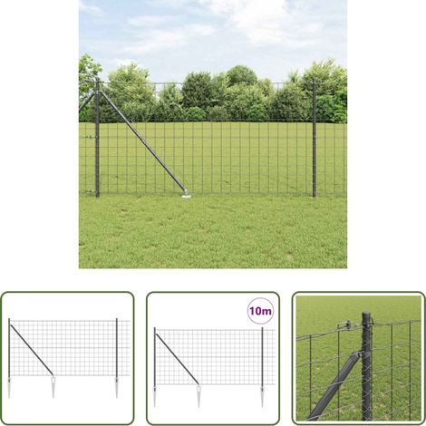 Terrassenzaun - Zaun mit Pfosten Grau 1,4 x 10 m Stahl und PVC (1/5)