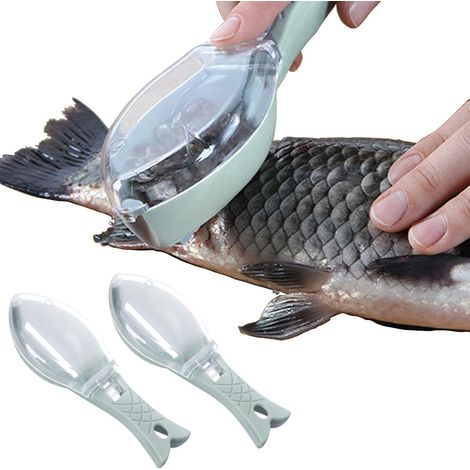 BEBUSINGOTO Stück Fischschuppenschaber, professioneller Fischschuppenreiniger für Zuhause, Küche, Restaurant, Küchenhelfer mit Deckel (Blau) (1/5)