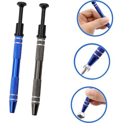 2 piezas de pinzas metálicas para chips IC, herramienta de selección de chips - azul + negro (1/5)