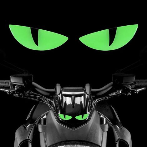 Pegatinas fluorescentes para motocicletas, pegatinas luminosas con forma de ojo de gato para decorar motocicletas, coches y cascos. (1/5)