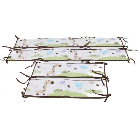 tours de lit bébé, couleur unie, respirants, doux, imprimés, doublure en maille, protection de la tête, pour berceau type B (1/5)