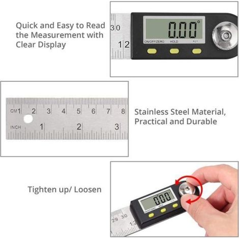 Rapporteur dAngle Numrique 300mm Mesure de LongueurAngle avec Affichage LCD pour Menuiserie et Construction (1/3)