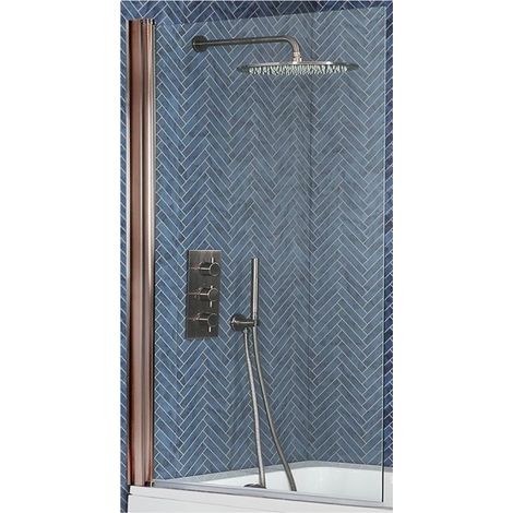 Milano Vara - Matte Copper Bathroom Straight Standard Bath Shower Screen - 800mm x 1400mm (1/4)