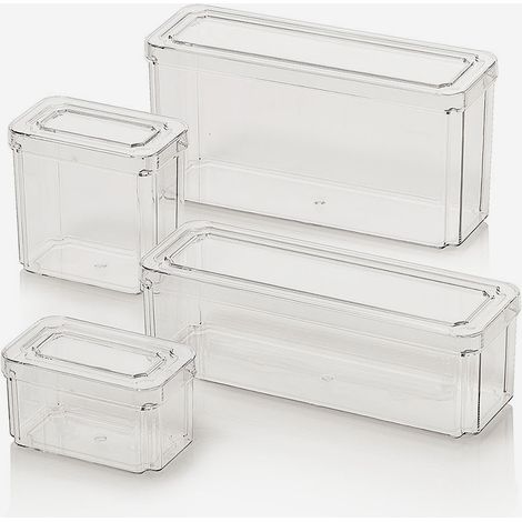 Set 4 contenitori organizer con coperchio in PET Bon (1/5)