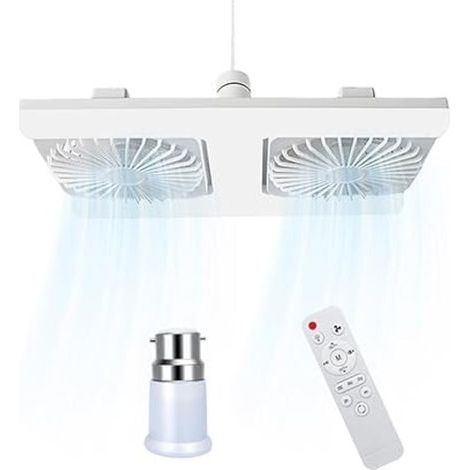 Deckenventilator mit Licht und Fernbedienung, E27-Fassung, dimmbare LED-Doppelleuchte mit Timer, leise, 3 Geschwindigkeitsstufen, 3 Beleuchtungsmodi, für Wohnzimmer, Büro, Studentenwohnheim usw. (1/5)